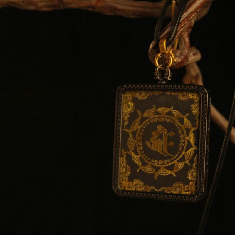Handcrafted Square Mantra Mandala Thangka Pendant Necklace