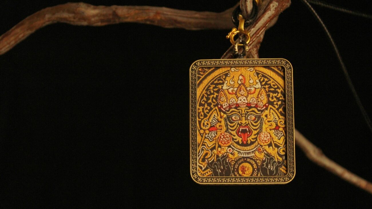 Handcrafted Wrathful Deity Thangka Pendant Necklace: A Collectible Tibetan Buddhist Art Piece 2 - Tanfog