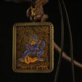 The Black Jambhala Amulet: Hand-Painted Tibetan God of Wealth Pendant (Silver-Clad Copper) - Image 2