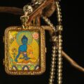 The "Supreme Healer": Medicine Buddha Thangka Locket | Health & Wellness Amulet (Lapis Lazuli Blue) - Image 2