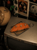 Salmon Sushi Keychain / Bag Charm|Delicate oceanic marbling, brutally stitched with metal.