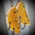 Orange Slice Keychain / Bag Charm|Juicy Pulp. Industrial-Style Chains. All Spikes. - Image 4