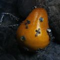 1:1 Yellow Pear Pendant / Ornament|Ripe to the point of decay. Caged in barbed wire. Two ways to fall. - Image 3