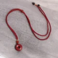 Handcrafted Natural Red Cinnabar Necklace Safety Buckle, Elephant & Lucky Cat Amulets