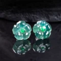 Natural Jadeite Plum Blossom Earrings - Healing & Luck