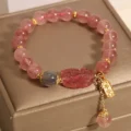 Strawberry Quartz Bracelet - Pink Pixiu for Love & Wealth - Image 2