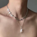 Tanfog Bohemian Double Layer Bird Necklace | Raw White Quartz Crystal Amulet - Image 4
