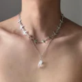 Tanfog Bohemian Double Layer Bird Necklace | Raw White Quartz Crystal Amulet - Image 3