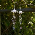 Tanfog Celestial Saturn Earrings | Rainbow Fluorite Raw Stone Dangles