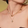 Tanfog Floral Zircon Jewelry Collection | Tarnish-Free Titanium Steel Necklace & Ring Set - Image 2