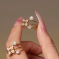 Tanfog Floral Zircon Jewelry Collection | Tarnish-Free Titanium Steel Necklace & Ring Set - Image 3