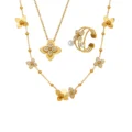 Tanfog Floral Zircon Jewelry Collection | Tarnish-Free Titanium Steel Necklace & Ring Set - Image 4
