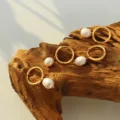 Tanfog Genuine Freshwater Pearl Hoop Earrings | Tarnish-Free Titanium Steel Jewelry - Image 2