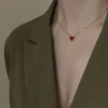 Tanfog Minimalist Red Heart Necklace | Tarnish-Free Titanium Steel Jewelry