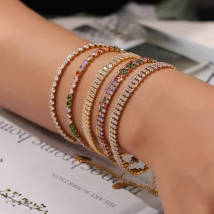 Tanfog Tarnish-Free Titanium Steel Tennis Bracelet | Waterproof CZ Link Bracelet